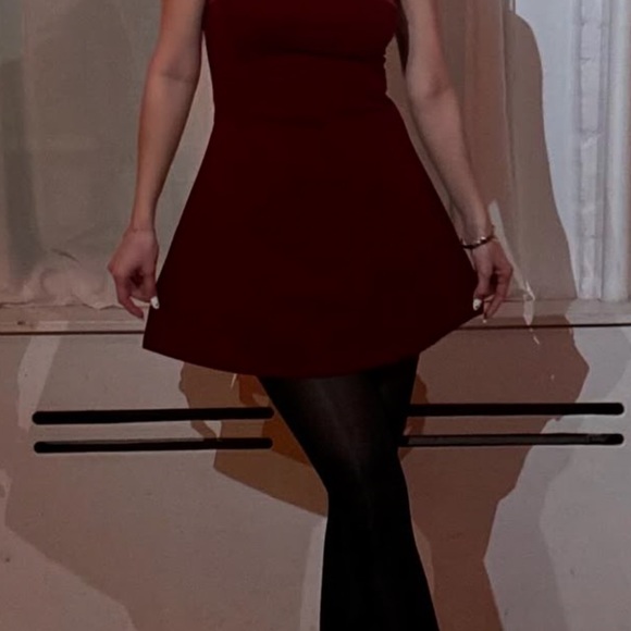 Elegant Strapless Burgundy Dress - Picture 4 of 6